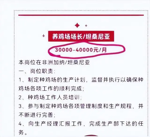 月薪4万招人去非洲养鸡?企业回应（很多人投简历，但适合的不多）