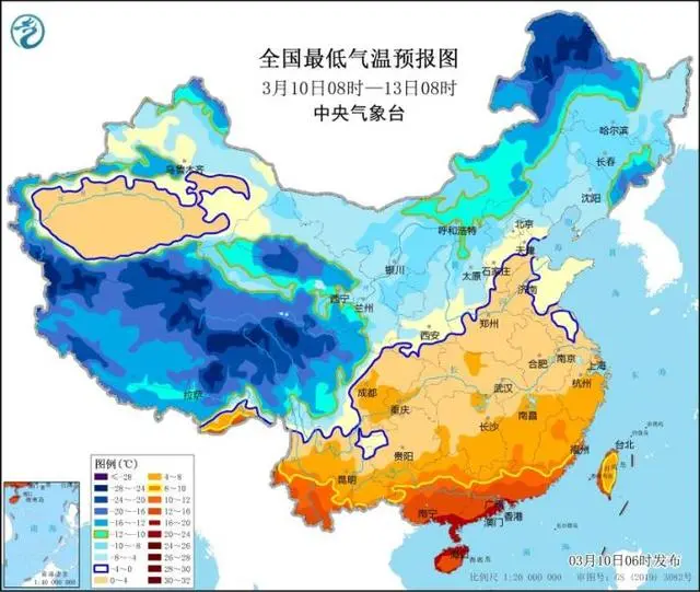 寒潮即将席卷国内大部分地区（东部海域有大雾）