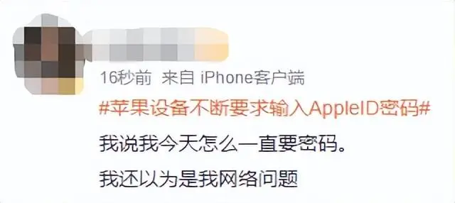 苹果设备不断要求输入AppleID密码（用户抱怨苹果设备出现Bug）