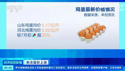 全国多地鸡蛋价格涨至5元以上，部分地区涨幅超40%，农户：每斤鸡蛋可赚八毛钱