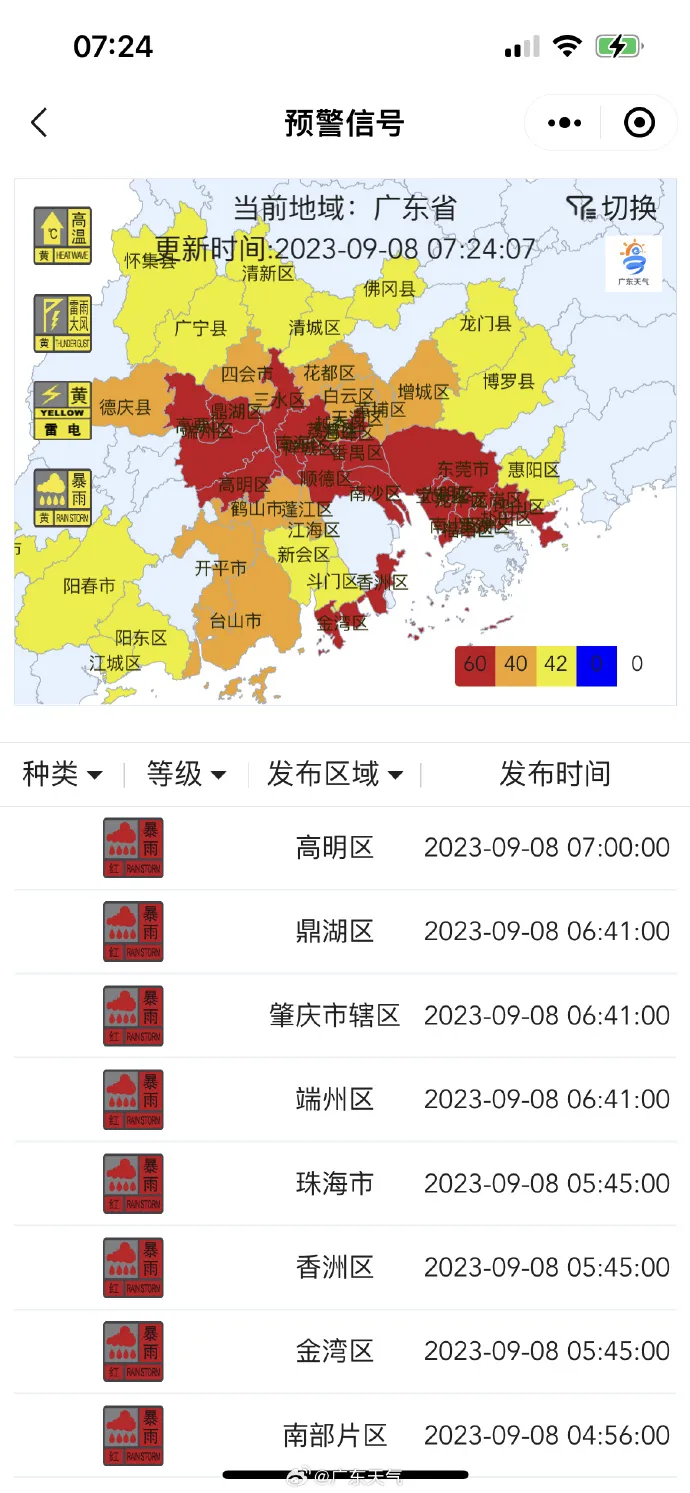 “海葵”暴雨转战珠三角：深圳珠海全市停课，广佛莞部分地区停课