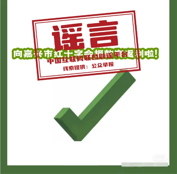 向浙江省嘉兴市红十字会捐款可返利？谣言